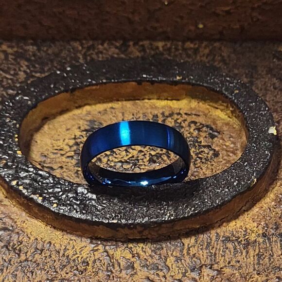 Women's Matte Blue Promise Ring Band - Matte Blue Promise Ring For Girls - Picture 3 of 7